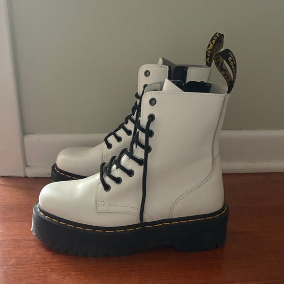 Dr. Martens White and Black Combat Boots - Picture 4 of 5